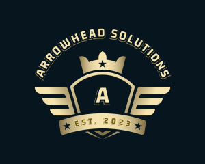 Crown Shield Wings logo design