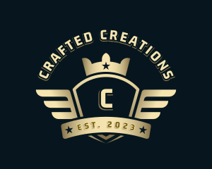 Crown Shield Wings logo design