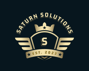 Crown Shield Wings logo design