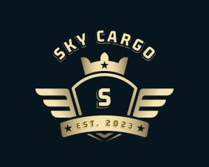 Crown Shield Wings logo design