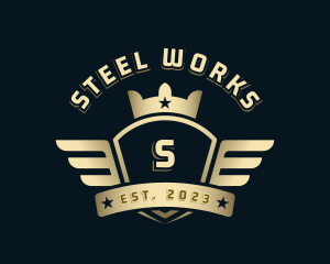 Crown Shield Wings logo design