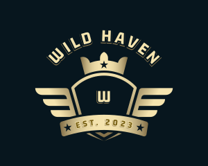 Crown Shield Wings logo design