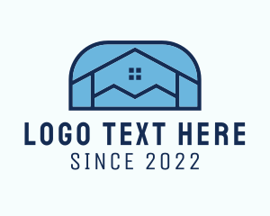 Blue - House Roofing Construction logo design