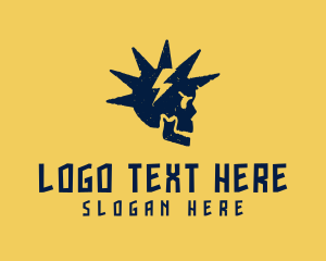 Retro - Punk Lightning Bolt Skull logo design