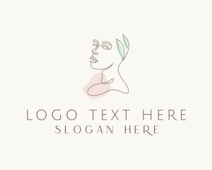 Woman - Face Body Leaves logo design