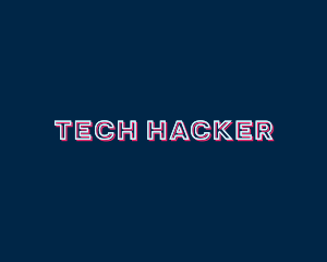 Hacking - Neon Glitch Technology logo design