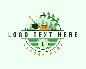 Lawn Mowing - Lawn Mower Landscaping Eco logo design