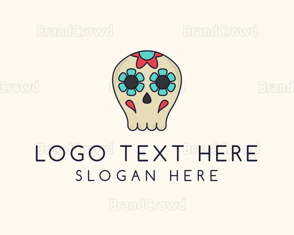 Mexican Flower Skull Logo