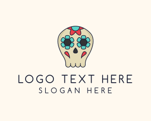 Flower - Mexican Flower Skull logo design
