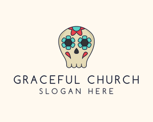 Mexican Flower Skull Logo