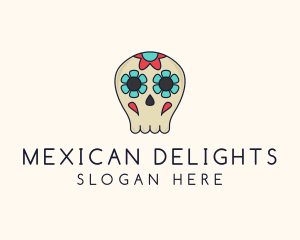 Mexican Flower Skull logo design