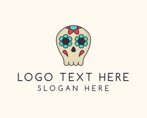 Mexican Flower Skull Logo