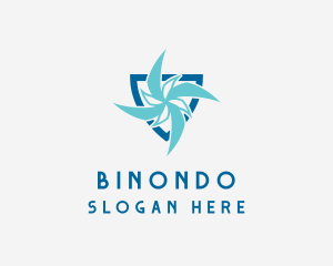 Wind - Blue Propeller Shield logo design