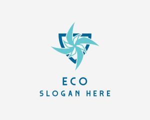 Wind - Blue Propeller Shield logo design