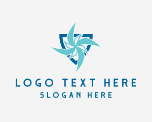 Windmill - Blue Propeller Shield logo design