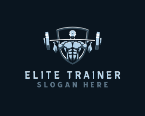 Barbell Bodybuilder Gym logo design