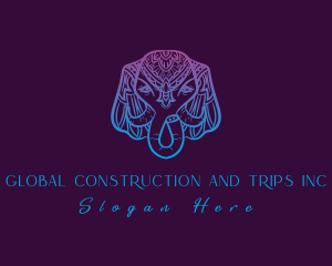 Neon - Mandala Elephant Gradient logo design
