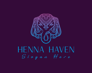 Henna - Mandala Elephant Gradient logo design