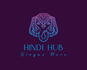 Hindi - Mandala Elephant Gradient logo design