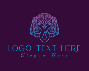 Henna - Mandala Elephant Gradient logo design