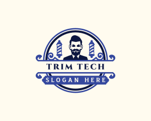 Trim - Gentleman Haircut Barber logo design