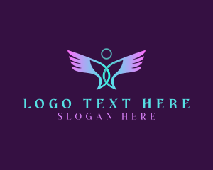 Heavenly - Spiritual Halo Wings logo design