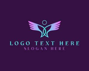 Angel - Spiritual Halo Wings logo design