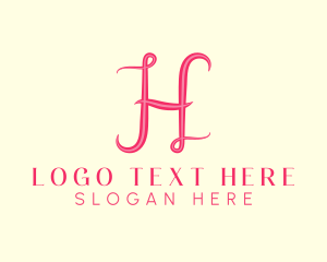 Yoga - Fancy Pink Letter H logo design