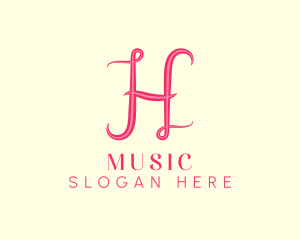 Fancy Pink Letter H Logo