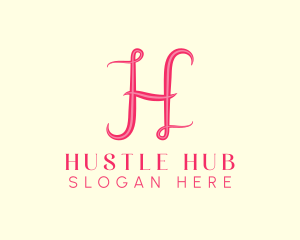 Fancy Pink Letter H logo design