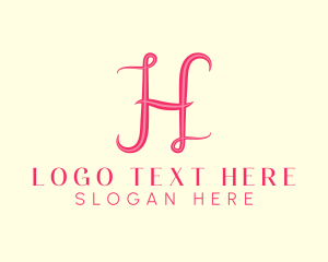 Swirly - Fancy Pink Letter H logo design