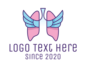 Pneumonia - Respiratory Lungs Wings logo design