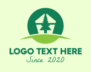 Environment Friendly - Green Pine Tree Home logo design