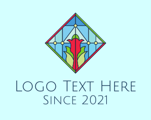 Floral Stained Glass Window logo design