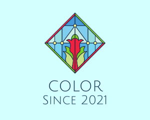 Window - Floral Stained Glass Window logo design