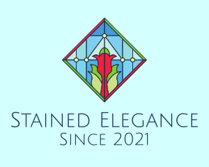 Floral Stained Glass Window logo design