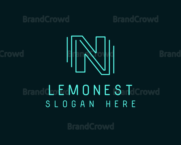 Neon Soundwaves DJ Logo