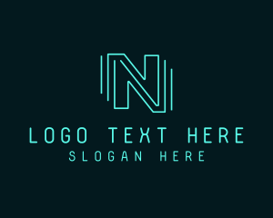 Letter N - Neon Soundwaves DJ logo design