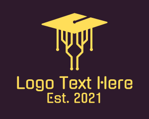 Distance Learning - Circuit Graduation Cap logo design