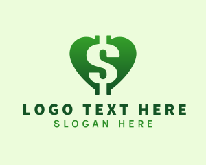Green Technology - Dollar Currency Heart logo design
