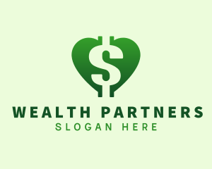 Dollar Currency Heart logo design