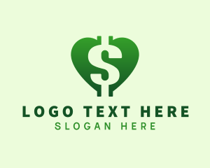 Money Savings - Dollar Currency Heart logo design