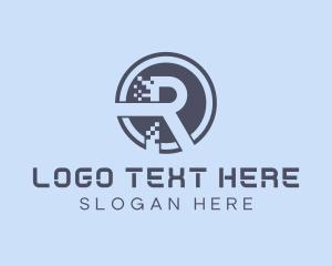 Web - Pixel Digital Letter R logo design