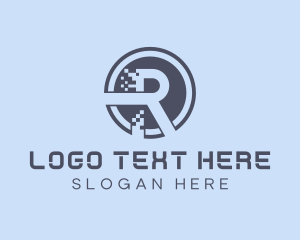 Pixel Digital Letter R Logo