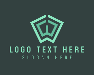 Library - Green Book Letter W logo design