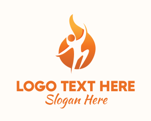Flame - Human Fireball Fitness logo design