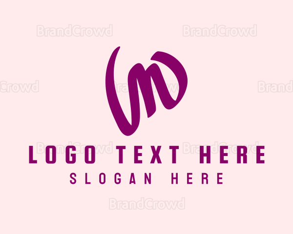 Purple Handwritten Letter W Logo