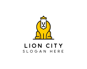 Lion Sphinx Crown logo design