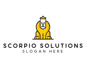 Lion Sphinx Crown logo design