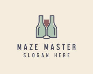 Bottle Glass Winery logo design